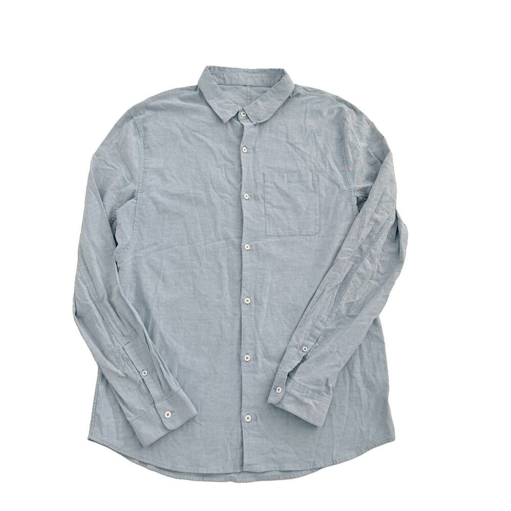 Lululemon Mens Shirt Medium Blue Commission Long Sleeve Oxford Chambray